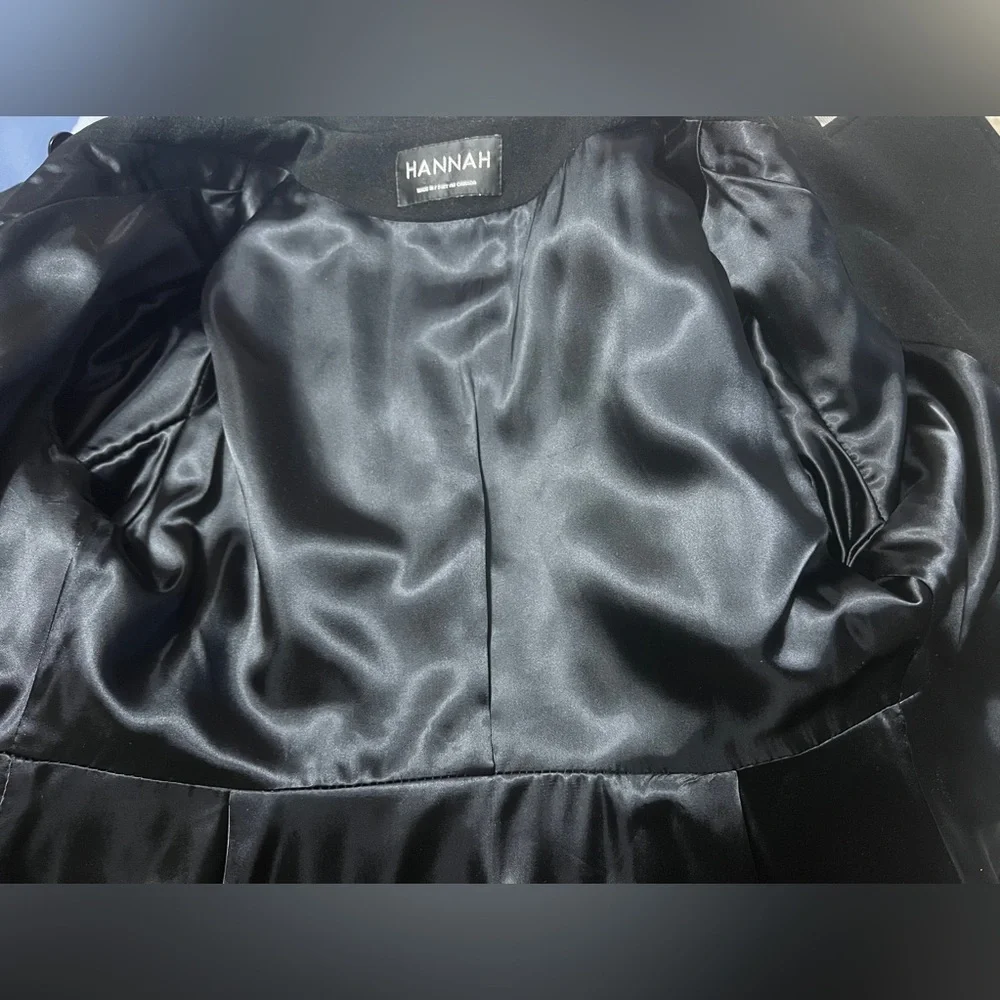 Hannah Black Wool and Cashmere Coat with Real Fur Trim - Picture 7 of 7